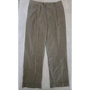 Austin Reed Pants Signature Men's 36X32 Pleated Cuffed Gray Wool Dress